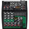 BOMGE - Mixer audio DJ professionale, DJ mixer a 4-8 canali, mixer audio Bluetooth, supporta ingresso computer USB/MP3/BT, 256DSP, alimentazione phantom da 48 V adatto per registrazione di streaming
