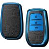 KUNIO Custodia per chiave auto adatta per Toyota Yaris Cross Yaris Hybrid Rav4 Aygo CHR Prius Crown Custodia portachiavi TPU Copertura chiave Portachiavi 3 pulsanti Blu