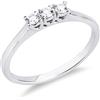 Gioielli di Valenza Anello trilogy lineare in oro bianco 750 con diamanti, 0.15 ct