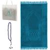 MYPRAY - Tappeto da preghiera - spesso - Set di 3 Seccade - con Tesbih e borsa (turchese)