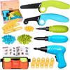ZLemma Kit di Attrezzi in Cartone per Bambini, 258 Pezzi, Cassetta degli Attrezzi in Cartone, con Trapano, Sega di Sicurezza, marcatore, Cerniere e bullone, Marsupio Portatile, Scatola Regalo per