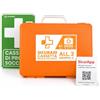 SICURAID Cassetta Pronto Soccorso Aziendale Allegato 2 DM 388/2003 CE MDR con Web App SicurApp | Kit Medico Certificato | Valigetta Arancio con Cartello per Aziende fino a 2 Dipendenti - Gruppo C