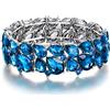 EVER FAITH Braccialetto Donna, Abiti Gioielli Cristallo Art Deco 2 Strato Goccia Elasticità Bracciale per Incontro Blu Argento-Fondo