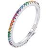 Qings Anello Eternità Arcobaleno in Argento Sterling 925, Anello Impilabile Colorato Zirconi Cubici Fedi Nuziali Anelli di fidanzamento, Anniversario Regalo di Compleanno per Donne Ragazze
