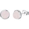 HUKKUN Orecchini al quarzo rosa Orecchini a bottone in argento sterling con pietra preziosa rosa naturale per le donne Regalo di gioielli in quarzo rosa per le donne
