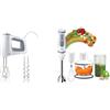 Braun MultiMix 5 HM 5000 - Frullatore manuale con regolazione della velocità, 700 Watt, bianco/grigio & Minipimer MultiQuick 5 Vario MQ5235WH Frullatore ad Immersione, bianco/grigio