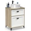 Muebles Pitarch | Mobile da bagno con lavabo in ceramica incluso, 60cm, con piedi, cassetto ,1 porta, per lavabo da appoggio, Bianco e Rovere , Vintage, modello Toscana
