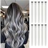 ELNX 10 Pezzi Extension Capelli Grigi | Extension Capelli Clip-In 22 | Ciocche Lisce e Lunghe Colorate Sintetiche per Ragazze, Bambini, Donne, Uso Quotidiano, Feste, Natale (Grigio)