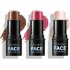 Nurvidis Stick Contouring Viso E Blush, 3 Pezzi Per Trucco Versatile, Illuminante Highlight Set, Crea Un Trucco Leggero(B)