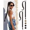 SanKristo 2 PCS 76 cm Estensioni intrecciate Coda di cavallo elastico Cravatta treccia lunga Accessori Parrucca Posticci Capelli lisci naturali Ponytail finta sintetiche Donne Quotidian, Nero castano
