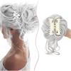 SEGO Chignon Finto per Capelli con Clip Elastico Sintetica Ondulato Finti con Posticci Ciambella Messy Hair Bun 55 G Castano chiaro misto biondo cenere Grigio argento