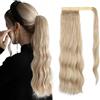 Shangxiu Estensioni ondulate ponytail per capelli avvolgenti Around Ponytail, allungamento lungo ponytail (18/613# Ash Brown & Bleach bionde, 22 pollici ondulati)
