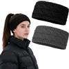 KASLCWA 2 Pezzi Fascia Capelli Donna Invernale, Maglieria Paraorecchie Donne, Fascia Capello Caldo Extra Large, Inverno Copri Orecchie Donna Accessori Capelli (Nero, Grigio Scuro)