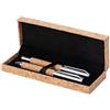 ONE SHOP di Bracalente Piero ONE SHOP Set 2 Penne in Sughero con Astuccio Penna a Sfera a Rotazione + Penna Roller con Tappo in Metallo Eco-Friendly Elegante Idea Regalo Astuccio 16×6×3 cm Penne 13 cm