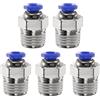 QUARKZMAN 5Pz Connettore Rapido Dritto Maschio a Filettatura 4mm Tube OD x 1/4 NPT Filettatura Maschio Raccordo Rapido Raccordi Aria Compressa per lista Aria Industriale PC4-N02, Blu