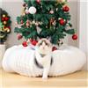 Avont Gatto Tunnel Ciambella per Gatti al Coperto, Gattino di Peluche Tunnel Gonna Albero di Natale, Gatto di Tempo Libero Cerchio Letto, Gattino Giocare Giocattoli Idee Regalo -Beige