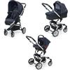 Foppapedretti SuperTres Trio Modulare con Navicella - Passeggino e Seggiolino auto I-Size R129 Denim Ocean