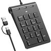 Rytaki Pro Tastierino Numerico 2-in-1 con Hub USB, Tastierino Numerico USBC e USB con 3 Porte USB 2.0, Numpad Cablato Ergonomico 15° per Laptop/iPad/Mac/PC/Windows/macOS, Plug and Play Nero