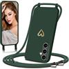 Eherui Cover per Samsung Galaxy S24 FE 5G con Cordino, Custodia con nastri Collana Regolabile Morbida in silicone Case con Motivo Cuore AntiGraffio Antiurto Protettiva Cover per Samsung S24 FE,Verde