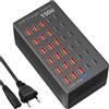 sccvee Caricatore USB multiplo, alimentatore USB da tavolo a 30 porte(18A+12C) caricatore multiplo da 150W, compatibile con iPhone12/13/14/15/16/Samsung galaxy S22/S23/S24/S25/Google Pixel/Tablet