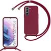 FERLAN Custodia per Samsung Galaxy S21 Plus Cover con Cordino,Rosso | Custodia con Laccio Collana Tracolla Regolabile Sottile Silicone Morbido TPU Bumper Antiurto AntiGraffio Protettiva Case