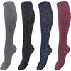 Prisco Calze Brillantini Donna Calzini Lurex Gambaletto Donna Calze Lunghe Invernali Termiche Caldo Cotone 4 Paia