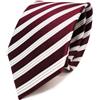 TigerTie Designer Cravatta in seta rosso vino rosso bianco argento a righe - Cravatta di seta