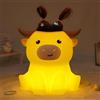 Okayera Luce notturna a forma di mucca delle Highland, lampada da notte per bambini, in morbido silicone, con 2 livelli dimmerabili e timer da 20 minuti, luce LED ricaricabile, regalo per neonati e