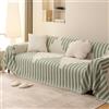 VanderHOME Copridivano Super Soffice, Copridivano 3 posti, Plaid divano Decorativa a Motivo Artistico con Frangia per Divano/Letto/Esterno 180 * 460cm-Verde
