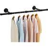 IBUYKE 94cm Barra Appendiabiti da Parete, Metallo Barra Appendiabiti per Tubo Industriale con Capacità di Carico di 50kg, Appendiabiti da Parete da Muro Salvaspazio per la Casa, Nero TYJ006H