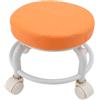 Luqeeg Sgabello Basso con Rotelle, Arancione Rotondo PU Imbottitura Morbida Girevole a 360 Gradi Sgabello Basso con Ruote, Sgabello Garage con Rotelle per Casa Negozio di Garage