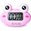 HERCHR Simpatico cartone animato Animal Timer digitali, timer per il conto alla rovescia Timer per bambini Display LCD Timer da cucina magnetico con interruttori ON/OFF per la cucina(Rosa)