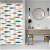 ASDCXZ Tenda da doccia a forma di pesce, 90 x 180 cm, giallo, verde, rosso, oceano, colorato, antimuffa, bagno, lavabile, sottile, in poliestere, impermeabile, tenda da doccia per vasca da bagno con 6