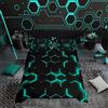 Homemissing Stampato Esagonale Blu e Nero Modern Geometric Honeycomb per bambini, ragazzi e adolescenti Copripiumini Honeycomb Set Copripiumino 200x200cm