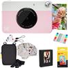 KODAK Printomatic Fotocamera (Rosa) Confezione Regalo + Carta Fotografica Zink (20 Fogli) + Tracolla e Altro
