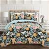 Lush Decor Sydney - Set copripiumino da 3 pezzi, colore: nero/blu, per letto matrimoniale