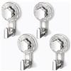 ATEWEITA Ganci per Asciugamani Senza Fori, Ventose Extra Resistente (62mm) Riutilizzabili per Bagno, Cucina, Campeggio & Auto - Ideale Decorazioni Natalizie (Clear+Silver, 11.2 * 6.2 * 4.3cm*4)