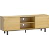 HOMCOM Mobile TV, per televisori fino a 165,1 cm, 2 ante ad apertura a pressione e 2 ripiani, 160x35x55,5cm, Legno naturale | Aosom Italy