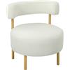 HOMCOM Poltrona imbottita rivestita in tessuto Sherpa, con gambe in metallo 67 x 67 x 71 cm Bianco crema | Aosom Italy