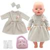 Xerteam Vestiti per bambole da 35-45 cm, set di vestiti per bambole da 14-17 pollici, vestiti per bambole dolci e adorabili, abito con bretelle, fascia per capelli, borsa da coniglietto rosa casuale