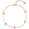 day berlin day.berlin bracciale Livi da donna placcato oro rosa 18k, con piccoli cuori, 15,5+4cm regolabile, acciaio inox 316L, senza nichel e resistente all'acqua