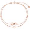 day berlin day.berlin cavigliera Alia da donna placcata oro rosa 18k, doppio filo con cuore e simbolo dell'infinito, 22+5cm regolabile, acciaio inox 316L, senza nichel e resistente all'acqua