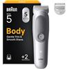 Braun Trimmer Per Il Corpo Serie 5, + 2 Strumenti Da Rasatura, Con Lama SkinGuard, Durata Di 100 Min, Morbido Per Zone Sensibili, Tondez, Rasare I Capelli Con Gli Accessori, Impermeabile, BG5500,