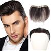 RUNRAYAY Parrucca frontale per uomo, con attaccatura dei capelli sulla fronte, toupet con anello a M in PU skin, toupet per attaccatura dei capelli naturale, nero 1,5x16 cm