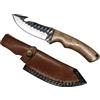 albainox COLTELLO 22,5 CM MANICO LEGNO di castagno artigianale scuoiatore fodero cuoio