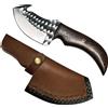 albainox COLTELLO 22,5 CM MANICO LEGNO di castagno artigianale scuoiatore fodero cuoio