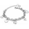DEIMODRA Bracciale Regalo Neo Mamma Acciaio - Ciondoli Gravidanza Ciuccio Cuore Quadrifoglio Passeggino - Idea Regalo Simbolo Amore Infinito tra Madre e Figlia Figlio