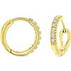 Miore - Orecchini Cerchio con Diamanti Naturali incassati in oro Giallo 14KT 585, Orecchini Classici a lobo con Brillanti. Cerchi anallergici. Chiusura con perno passante a scatto.
