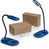 Auraglow - Lampada da tavolo flessibile a LED con 3 modalità di illuminazione e caricabatterie rapido Qi wireless per smartphone da 10 W, colore blu, confezione da 2