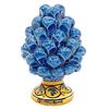 sicilia bedda - Pigna Siciliana in Ceramica di Caltagirone - Piede Decorato - 100% Artigianato Siciliano (Altezza 12 Centimetri, Blu Ceruleo)